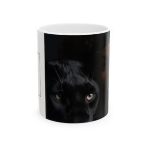 Mystical Cat Ceramic Mug, Unique Cat Lover Gift, 11oz/15oz Black Cat Mug, Perfect for Coffee or Tea, Pet Owner Gift, Home Decor