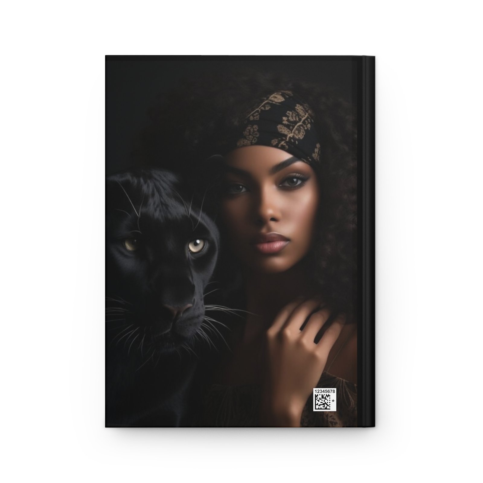 Elegant Matte Hardcover Journal – Woman and Black Panther Design - Image 2