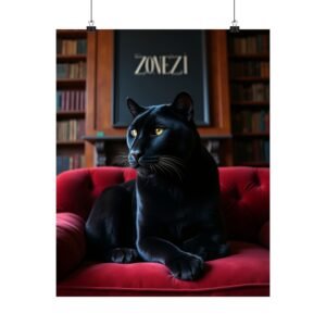 Elegant Black Panther Wall Art Print, Modern Home Decor, Cat Lover Gift, Animal Poster, Vintage Style, Office Decor, Gift for Her