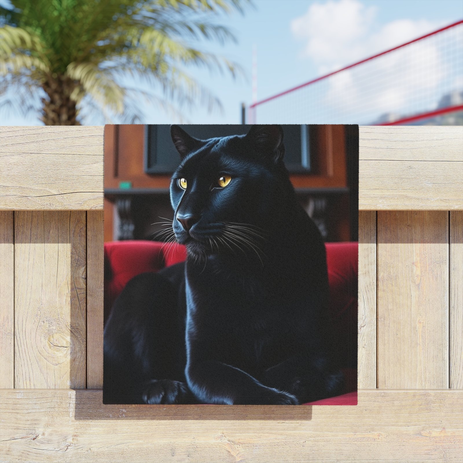 Stylish Black Cat Beach Towel, Cute Cat Towels for Summer, Beach Essentials, Poolside Accessory, Gift for Cat Lovers - Image 3