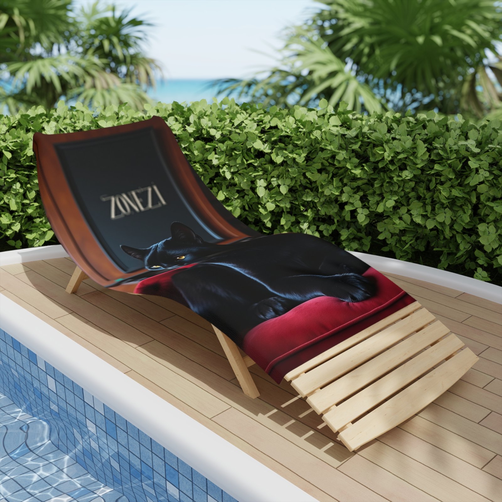 Stylish Black Cat Beach Towel, Cute Cat Towels for Summer, Beach Essentials, Poolside Accessory, Gift for Cat Lovers - Image 12
