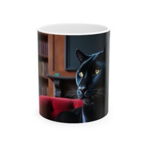 Elegant Black Panther Ceramic Mug | Cat Lover Gift | Cozy Home Decor | Coffee Tea Cup | Unique Animal Art