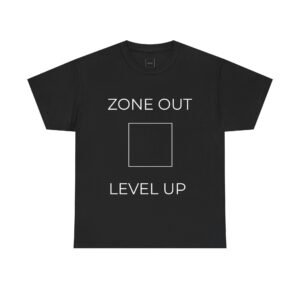 Inspirational Unisex Heavy Cotton Tee - "Zone Out - Level Up " Motivational Shirt for Creators, Gift for Entrepreneurs, Casual Wear, [...]